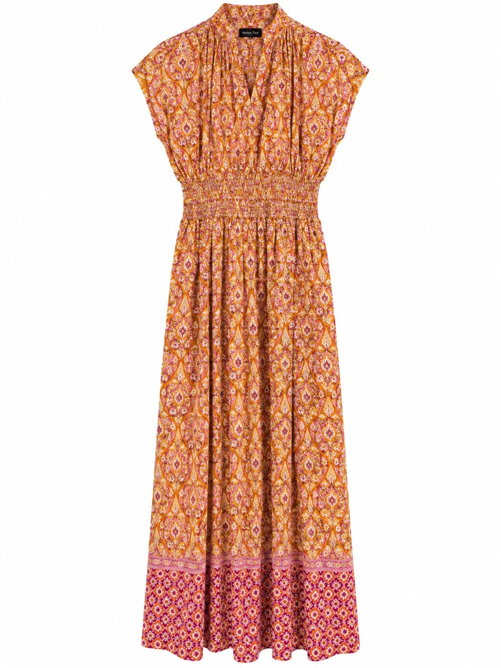 Maison Tara Women’s Boho Paisley Maxi Dress Size 6 Sleeveless High Neck